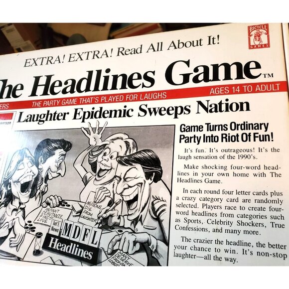 The Headlines Game 1989 Vintage Bicycle Games Party Fun Board Game Funny - Picture 3 of 11